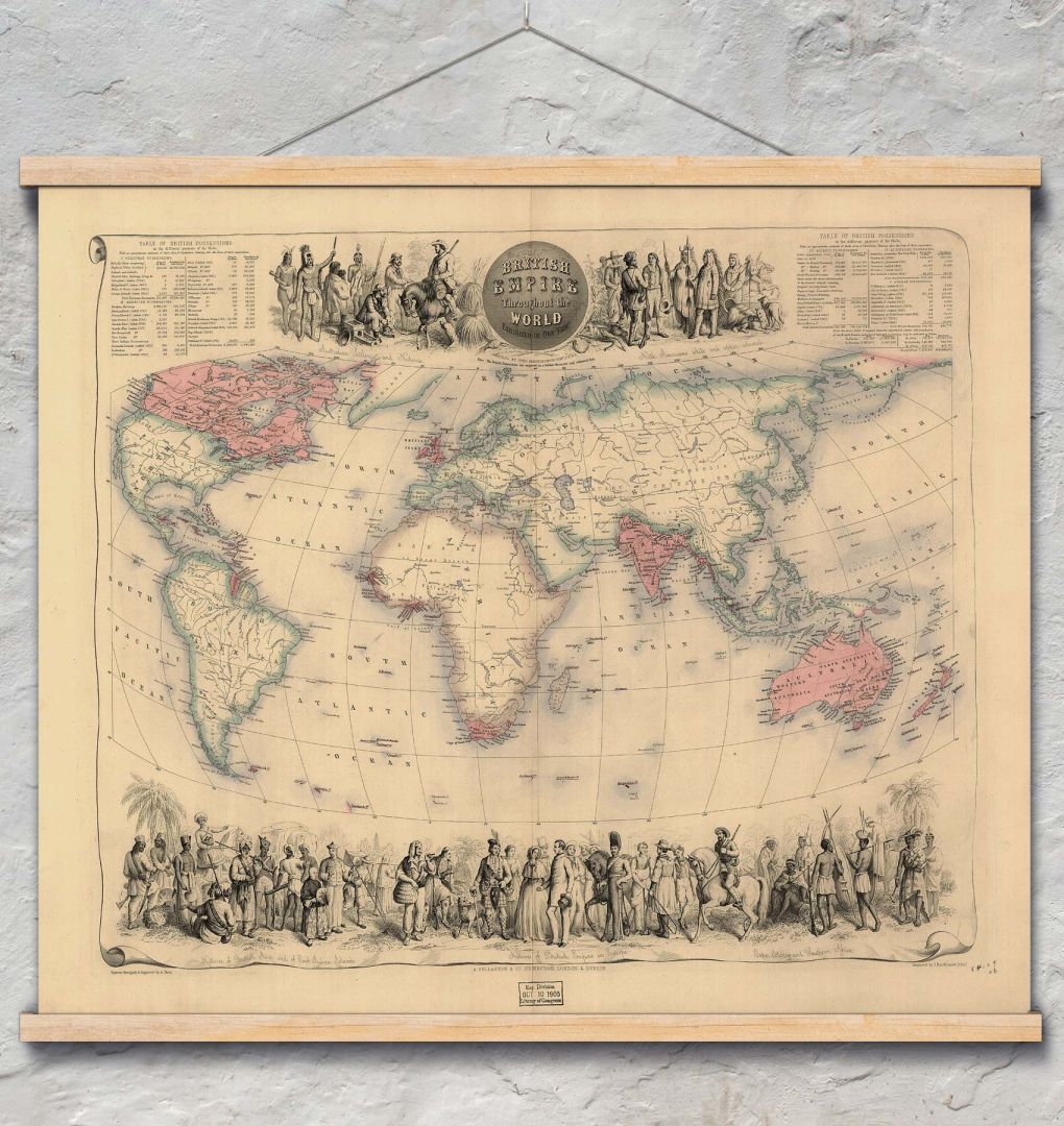 Карта на Британската Империя от 1850 год.