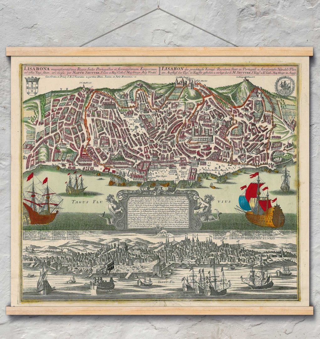 Старинна карта на Лисабон от 1735 год.