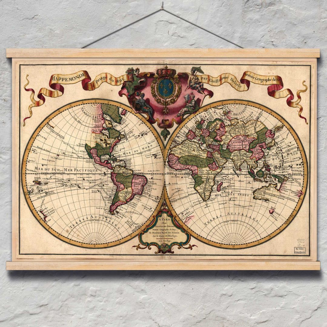 Карта на света за използване от краля на Франция, 1720 год.