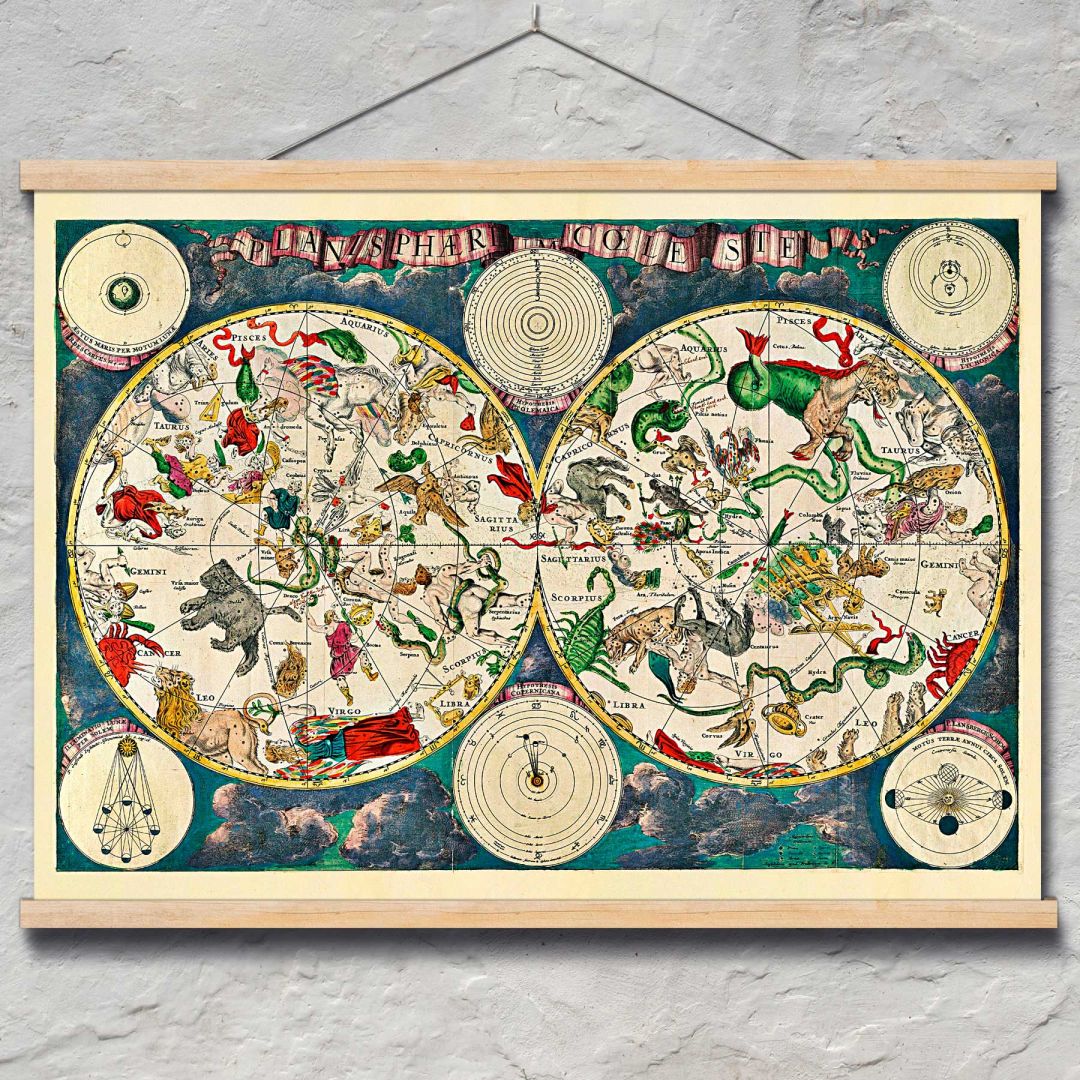 Звездна карта Небесна планисфера, ок. 1680 год.