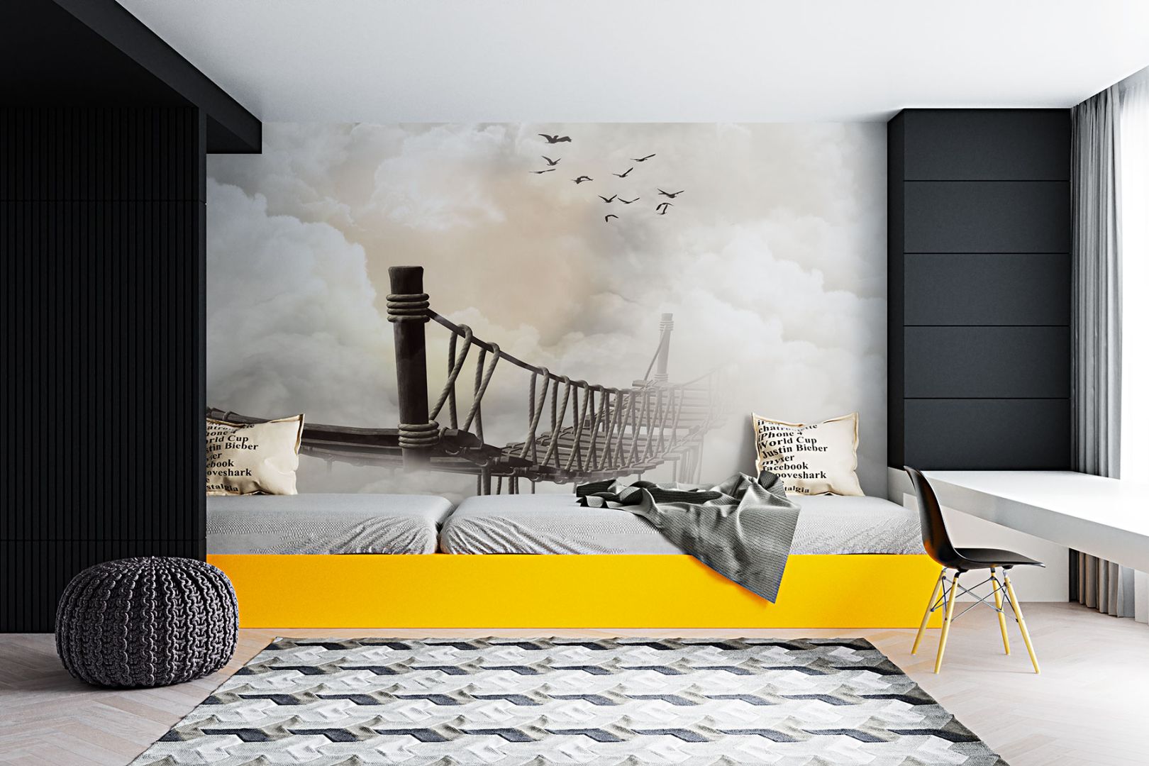 Тапет Въжен мост в облаците