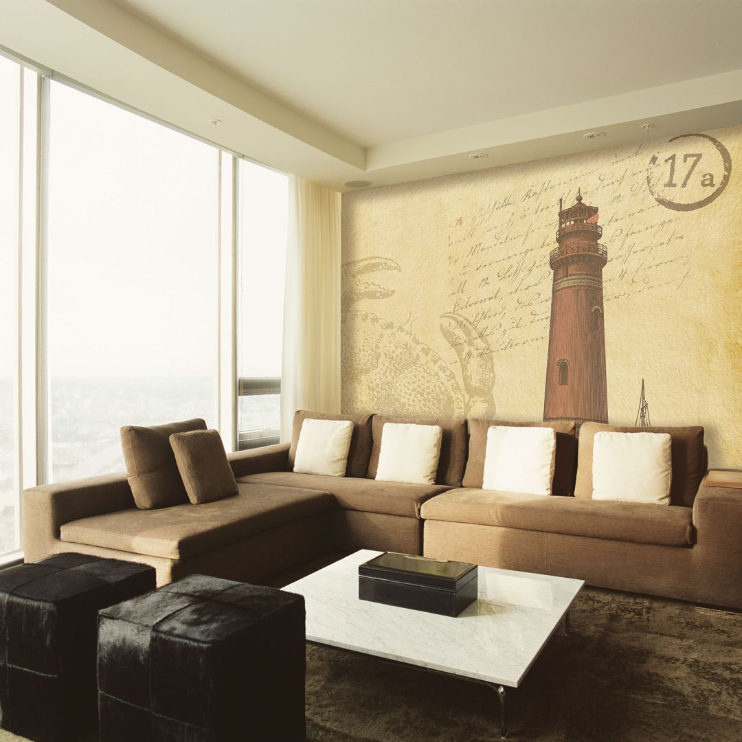 Тапет Винтидж картичка с морски фар